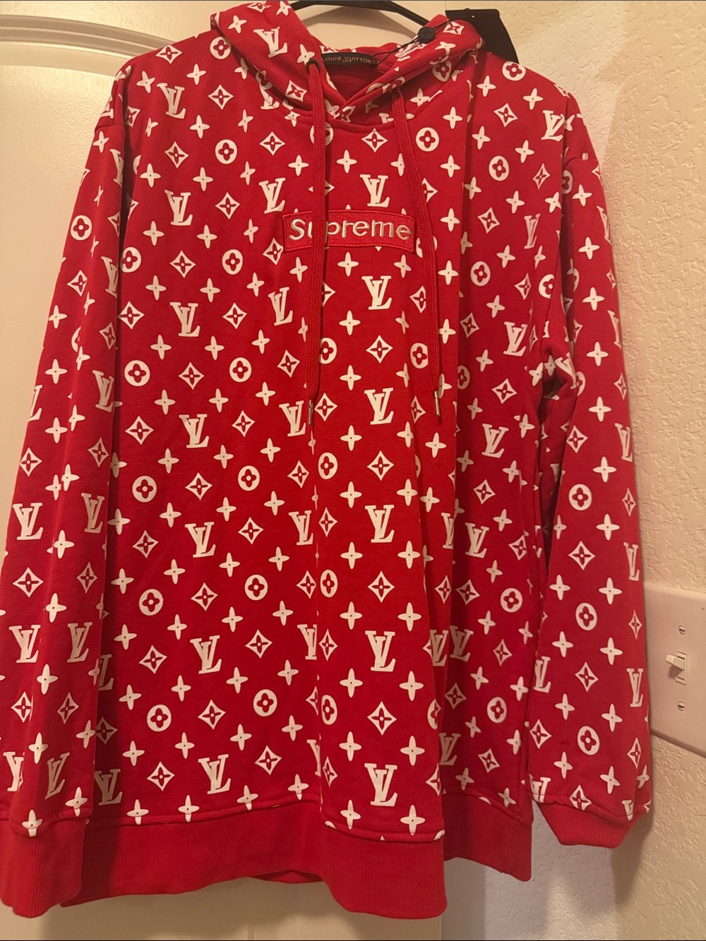 Louis Vuitton Red & White Logo Hoodie Jacket